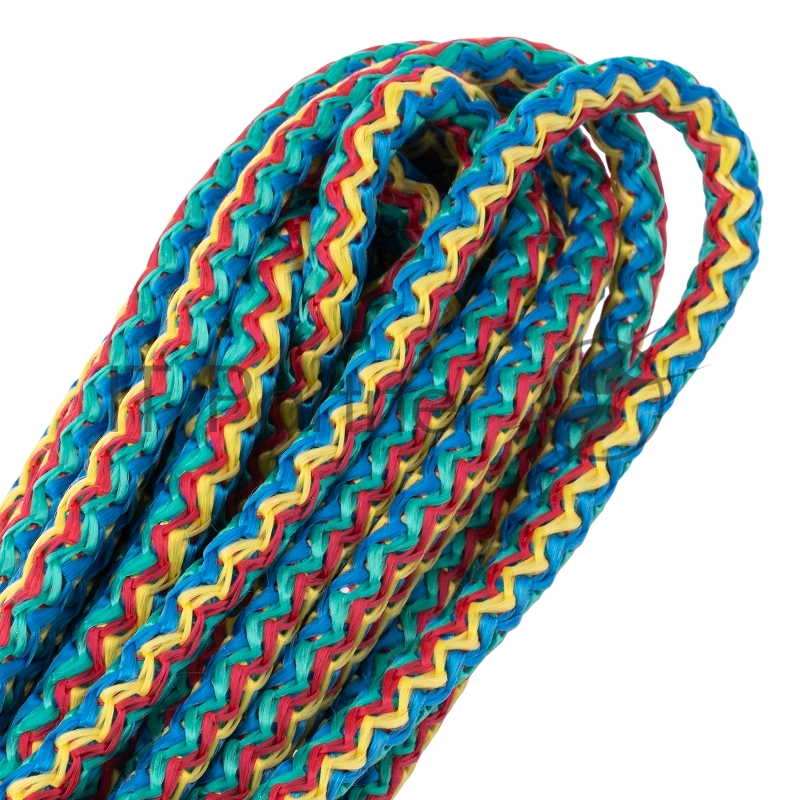 Вязаный полипропиленовый шнур с сердечником 8мм, 20м, 140-150кгс СИБРТЕХ Радуга Россия 93955