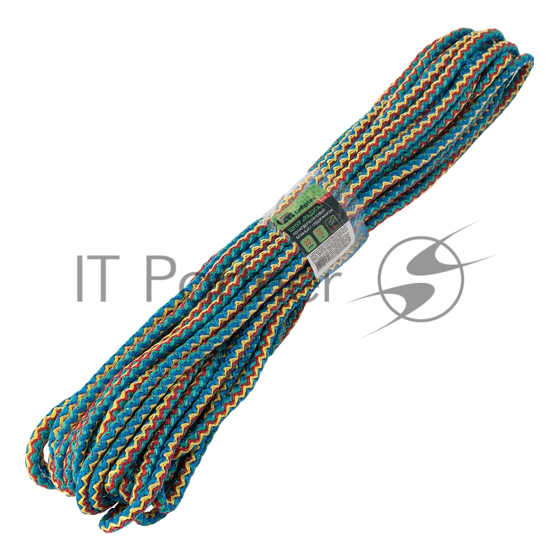 Вязаный полипропиленовый шнур с сердечником 8мм, 20м, 140-150кгс СИБРТЕХ Радуга Россия 93955
