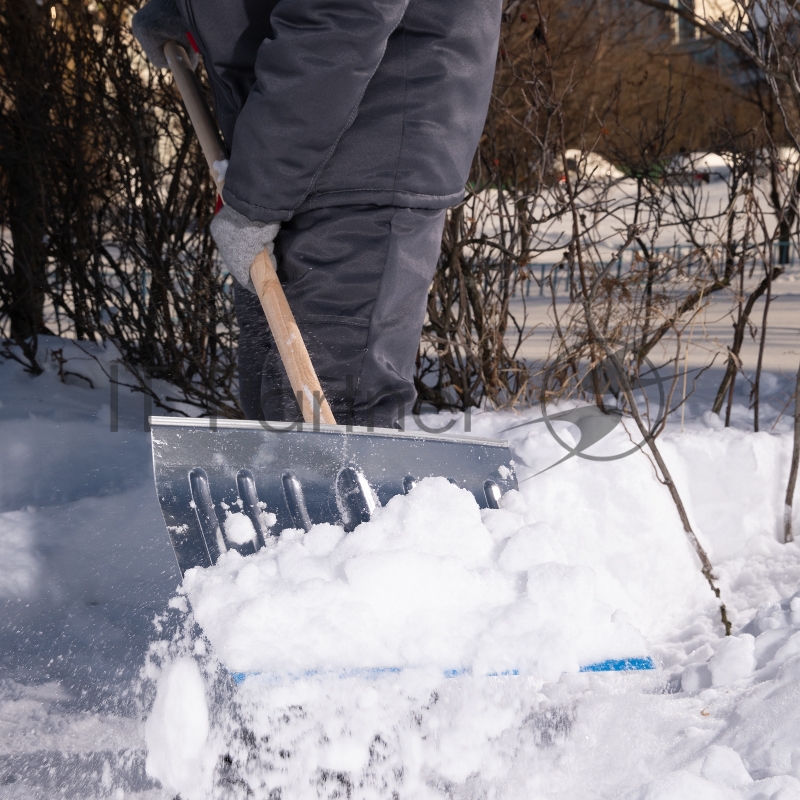 Лопата СИБРТЕХ снеговая,430x370 мм,с черенком,алюм. полотно,стальная окантовка//Р 61582