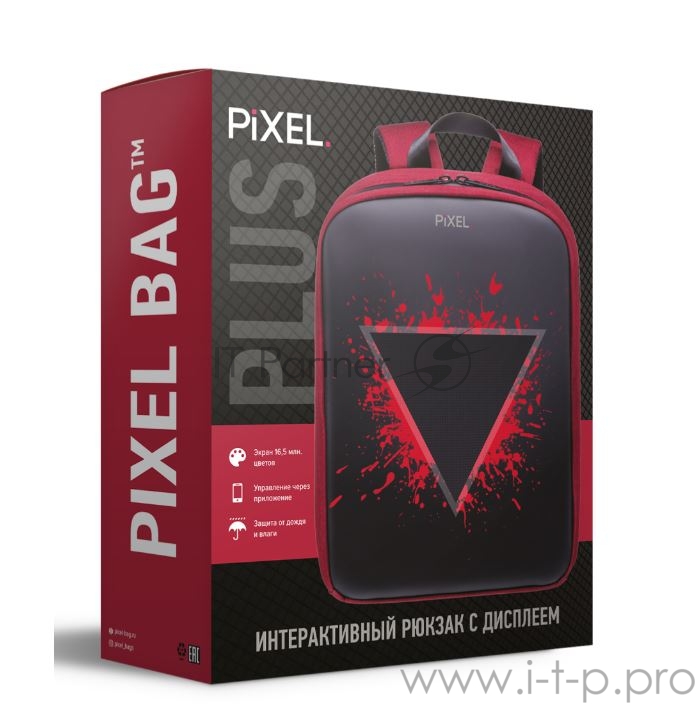 Рюкзак PIXEL PLUS Orange оранжевый (LED-экран 25*25 px, 16,5 млн цветов, 16 л., полиэстер)