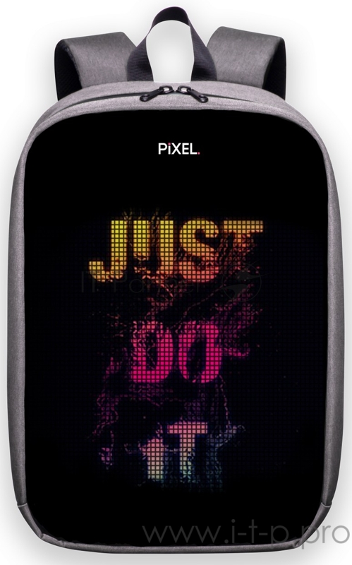 Рюкзак PIXEL MAX Silver светло-серый (LED-экран 25*25 px, 16,5 млн цветов, 20 л., полиэстер)
