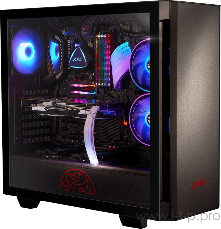 Компьютерный корпус XPG INVADER-BLACKCOLOR BOXWORLDWIDE (ATX, подсветка ARGB, 2 вентилятора 120мм, стеклянная боковая панель, черный)