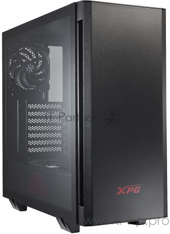 Компьютерный корпус XPG INVADER-BLACKCOLOR BOXWORLDWIDE (ATX, подсветка ARGB, 2 вентилятора 120мм, стеклянная боковая панель, черный)