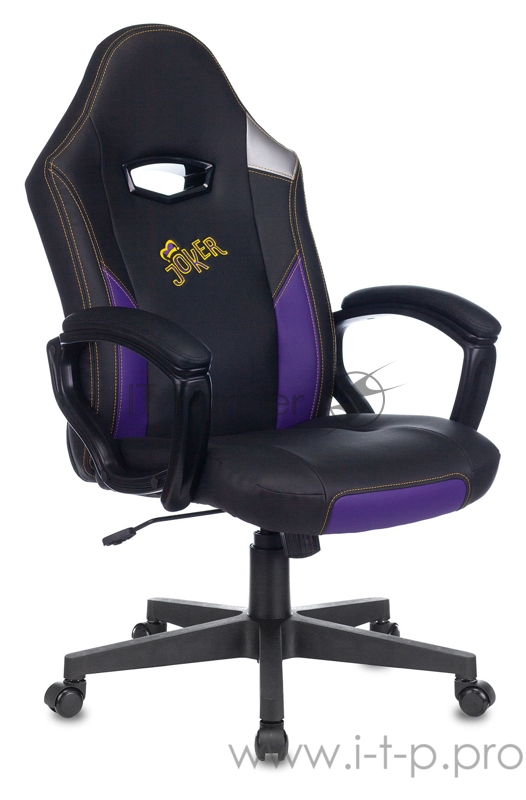 Кресло игровое Zombie HERO JOKER черный/фиолетовый искусственная кожа с подголов. крестовина пластик