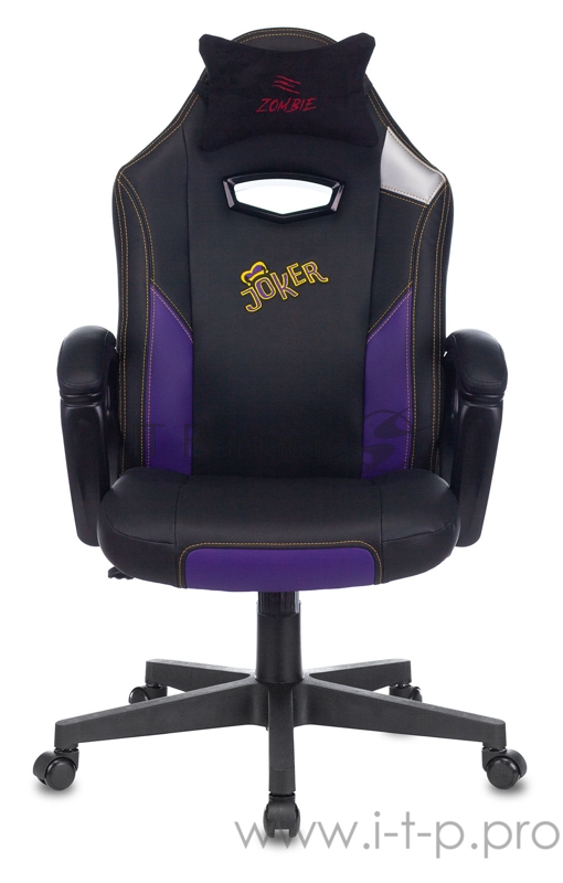 Кресло игровое Zombie HERO JOKER черный/фиолетовый искусственная кожа с подголов. крестовина пластик