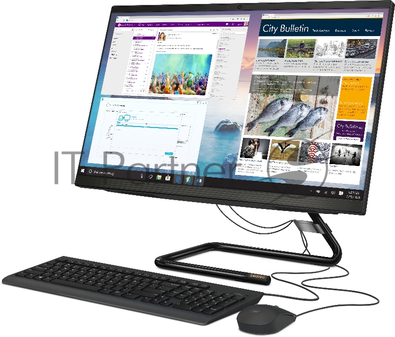 Моноблок Lenovo IdeaCentre AIO 3 24IMB05 23.8(1920x1080)/Intel Core i7 10700T(2Ghz)/16384Mb/1000+256S UHD Graphics 630/BT/WiFi/war 1y/5.87kg/black/DOS + Keyboard, mouse USB