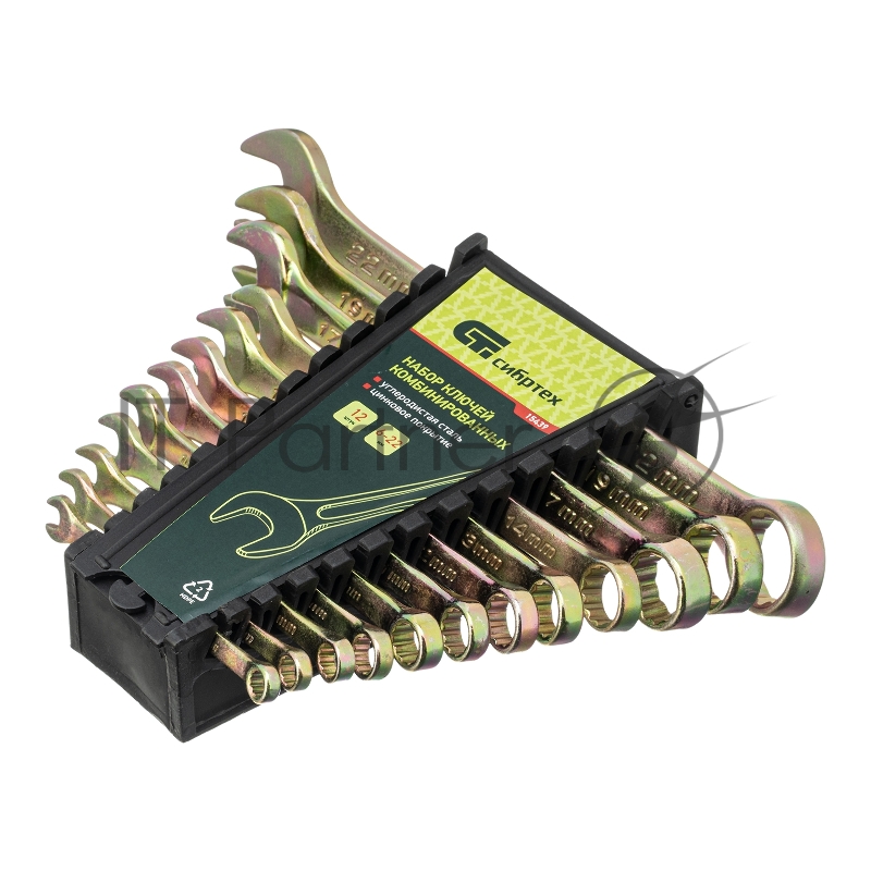 Набор ключей СИБРТЕХ комбинированных 6-22 мм. 12 шт., // СИБРТЕХ 15439