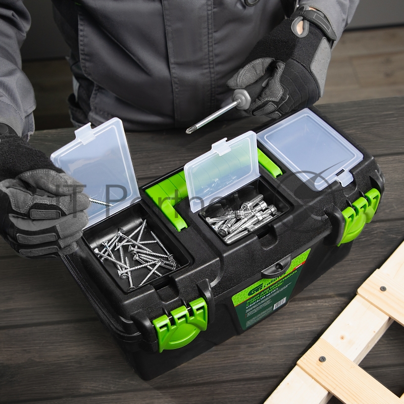 Ящик для инструментов СИБРТЕХ 16”, с органайзерами 90807