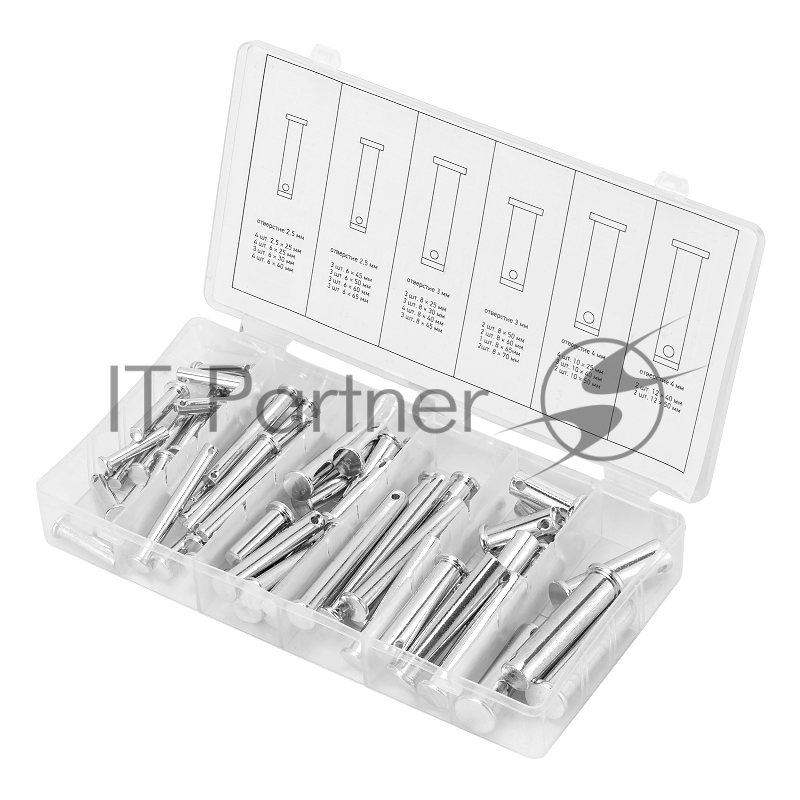 Набор штифтов с головкой и отверстием под шплинт СИБРТЕХ , 60 предм.// СИБРТЕХ 47612