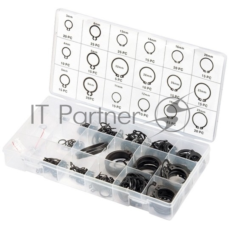 Набор стопорных колец СИБРТЕХ , D 3 - 32 мм, 300 предм.// СИБРТЕХ 47600