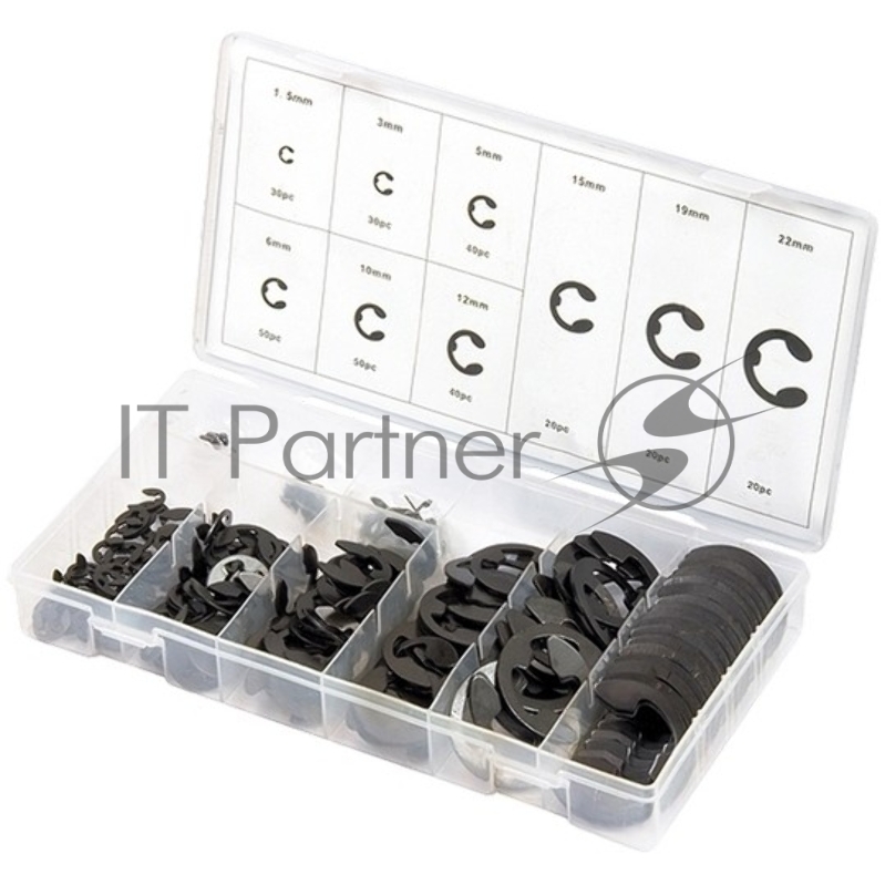 Набор стопорных колец СИБРТЕХ , D 1,5 - 22 мм, 300 предм.// СИБРТЕХ 47601