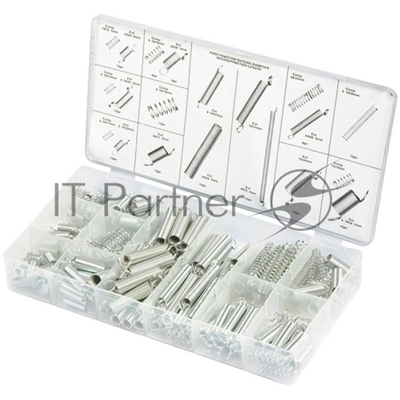 Набор пружин СИБРТЕХ 5,5x17, 5,5x35, 6,5x10, 7x12,5, 7x19, 9x35, 9,5x16, 9,5x19 мм, 200 предм.// СИБРТЕХ 47602