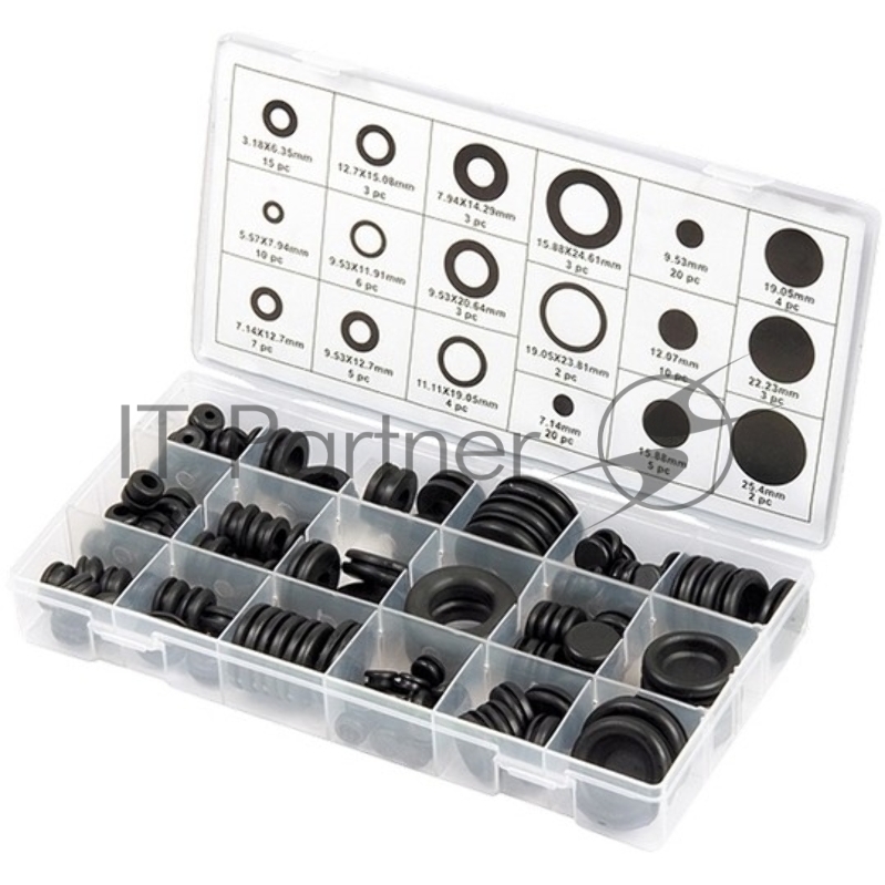 Набор сальников СИБРТЕХ , D 6,35 - 25,4 мм, 125 предм.// СИБРТЕХ 47599