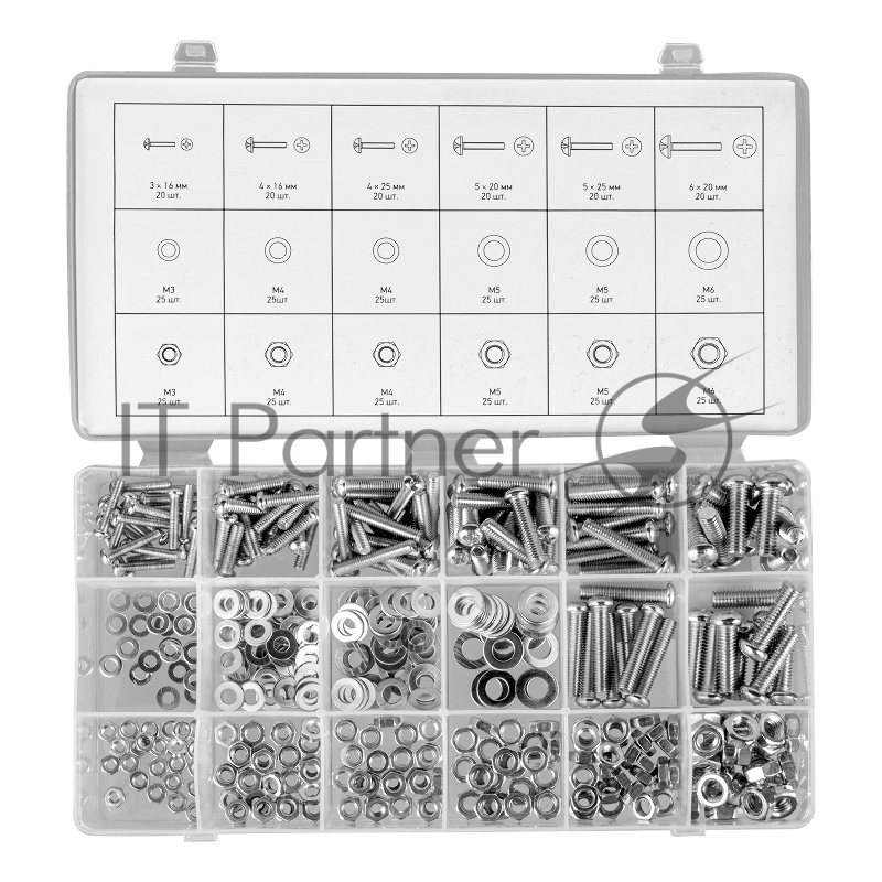 Набор винтов СИБРТЕХ , гаек, шайб, 420 предм.// СИБРТЕХ 47617