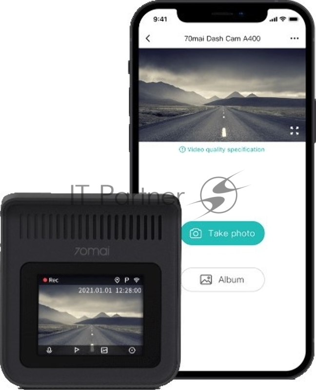 Видеорегистратор c камерой заднего вида 70mai Dash Cam A400+Rear Cam Set A400-1 Grey (Midrive A400-1)