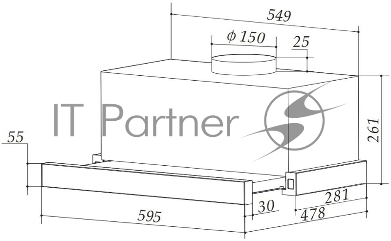 Вытяжка встраиваемая Weissgauff TEL 06 TC 1200 WH белый управление: сенсорное (1 мотор)