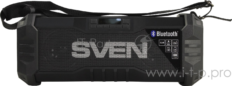 Колонки SVEN PS-430, черный (15 Вт, Waterproof (IPx5),Bluetooth, FM, USB, microSD, LED-дисплей, 2000мА*ч)