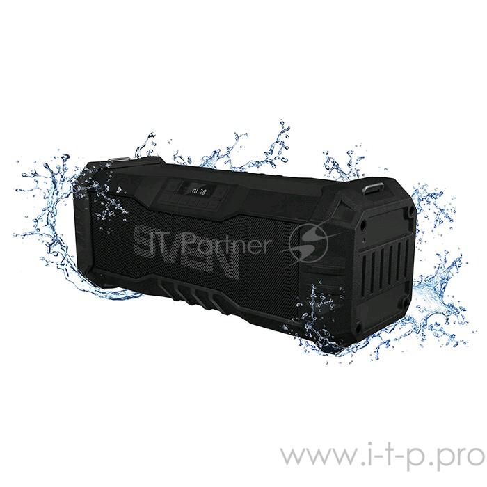 Колонки SVEN PS-430, черный (15 Вт, Waterproof (IPx5),Bluetooth, FM, USB, microSD, LED-дисплей, 2000мА*ч)