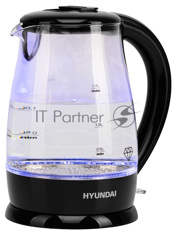 Чайник электрический Hyundai HYK-G2011 1.7л. 2200Вт черный (корпус: стекло)