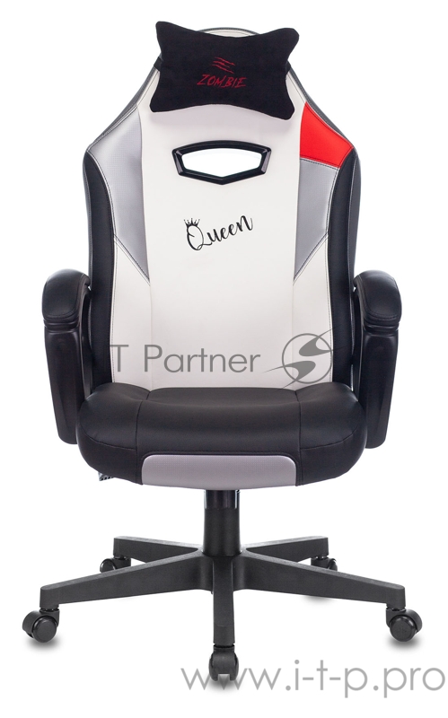 Кресло игровое Zombie HERO QUEEN черный/белый искусственная кожа с подголов. крестовина пластик