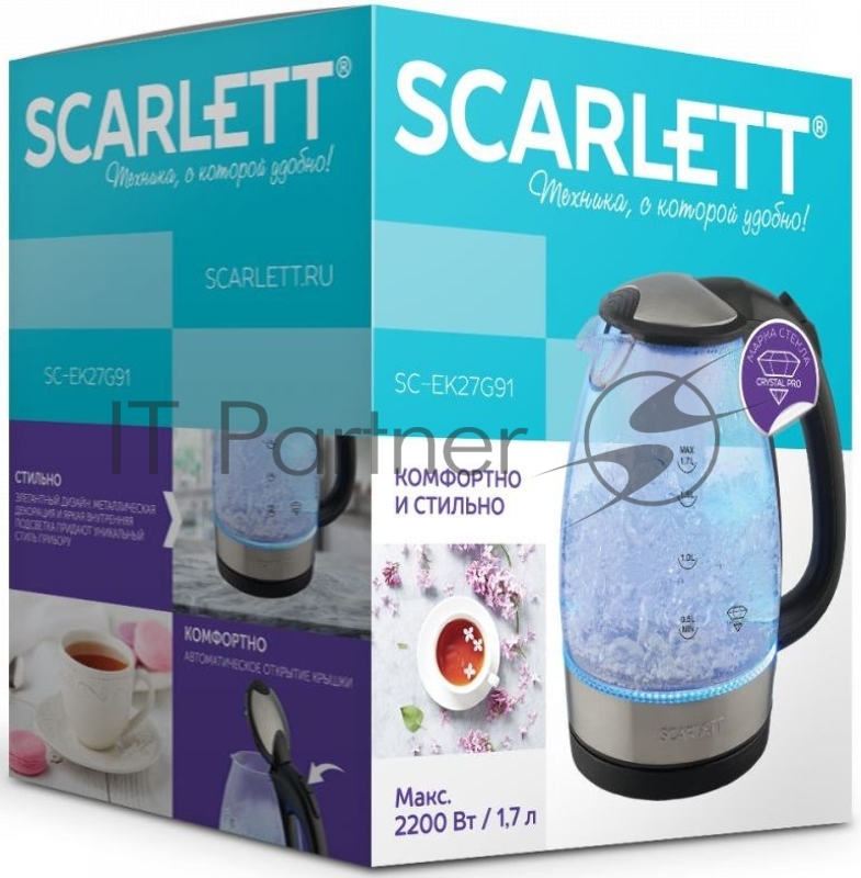 Чайник электрический Scarlett SC-EK27G91 черный