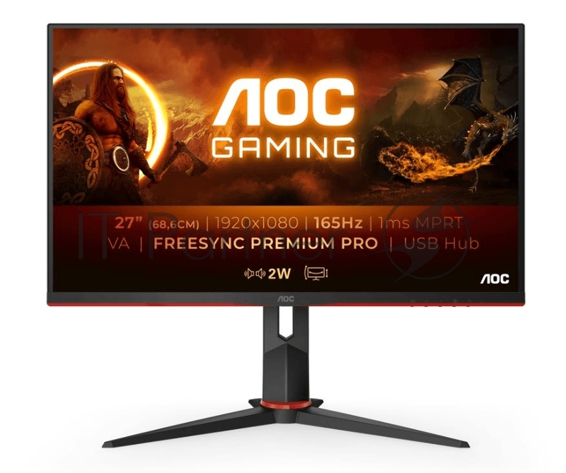 МОНИТОР 27 AOC C27G2U Black-Red с поворотом экрана (VA, изогнутый, 1920x1080, 165Hz, 1 ms, 178°/178°, 250 cd/m, 80M:1)