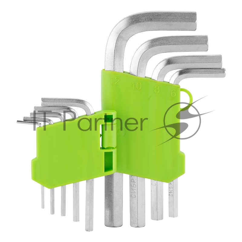 Набор ключей имбусовых HEX СИБРТЕХ , 2–12 мм, 45x, закаленные, 9 шт., короткие, никель.//Сибртех 12316