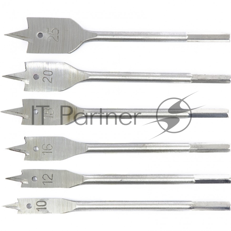 Набор сверл СИБРТЕХ перовых по дереву, 10-12-16-18-20-25 мм 6 шт 704155