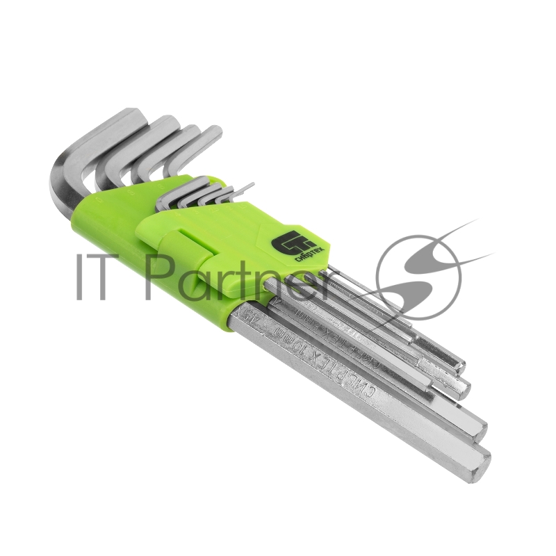 Набор ключей СИБРТЕХ имбусовых HEX, 1,5–10 мм, 45x, закаленные, 9 шт., удлиненные , никель.//Сибртех 12318