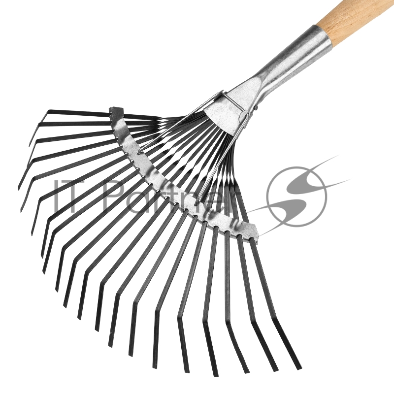 Грабли СИБРТЕХ веерные 20 зубьев,с черенком,оксидированные,плоский зуб//Р 61779
