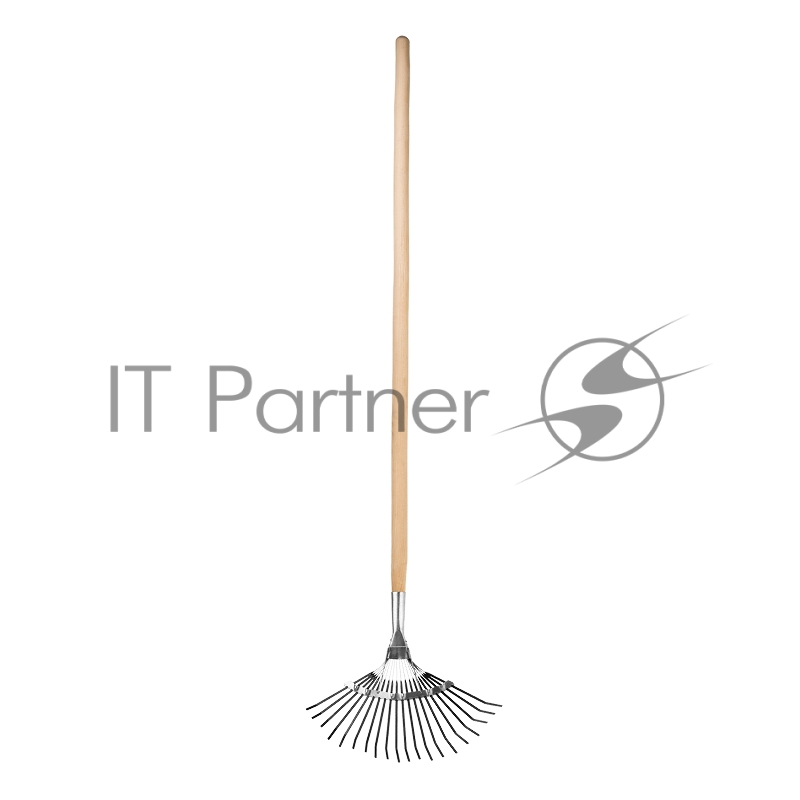 Грабли СИБРТЕХ веерные 20 зубьев,с черенком,оксидированные,плоский зуб//Р 61779