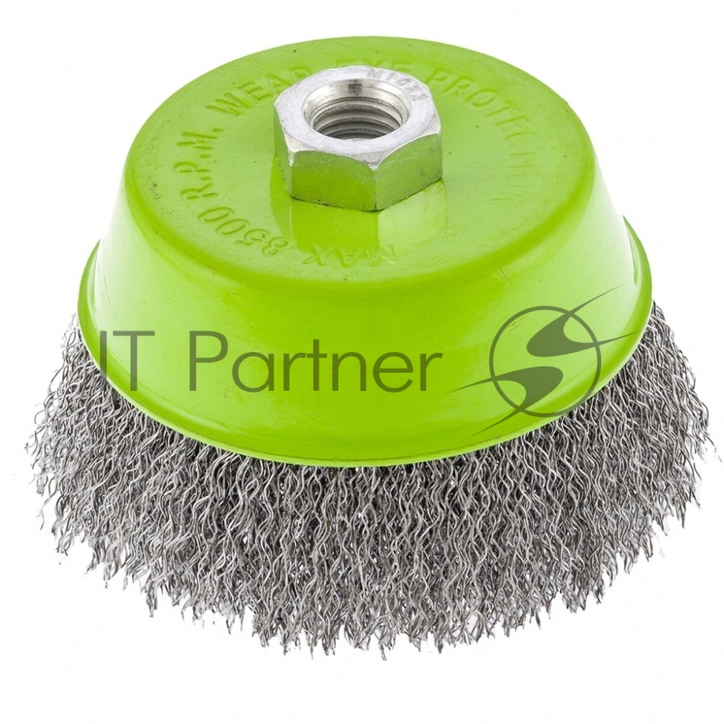 Щетка СИБРТЕХ для УШМ, 100 мм М14, чашка, витая проволока 0,3 мм 746057