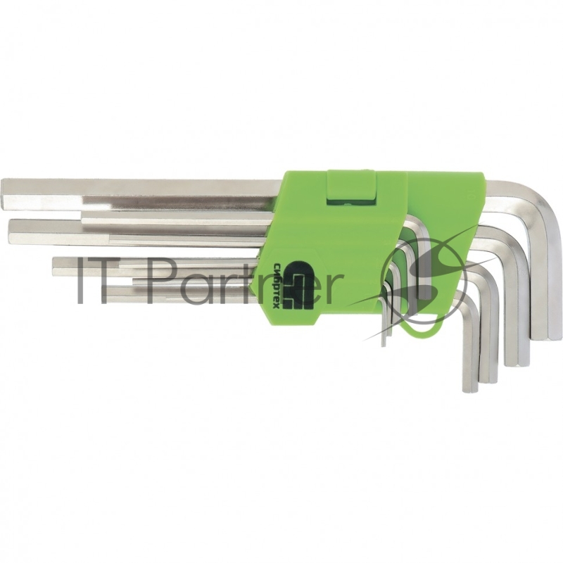 Набор ключей СИБРТЕХ имбусовых HEX, 1,5–10 мм, 45x, закаленные, 9 шт., короткие, никель.//Сибртех 12317