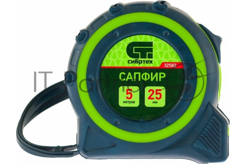 Рулетка СИБРТЕХ Сапфир, двухкомпонентный корпус, 5 м х 25 мм 32582