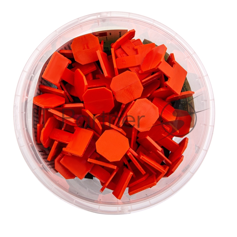 Система СИБРТЕХ выравнивания плитки СВП. Комплект - зажим + клин 50/50 шт. ведерко ПЭНД 1100 мл // СИБРТЕХ 88070