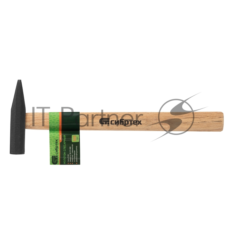 Молоток слесарный СИБРТЕХ , 300 г, квадратный боек, деревянная рукоятка 10214