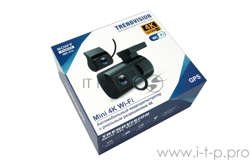 Видеорегистратор TrendVision Mini 4K Wi-Fi черный 2160x3840 2160p 160гр. GPS внутренняя память:2Gb NT96670