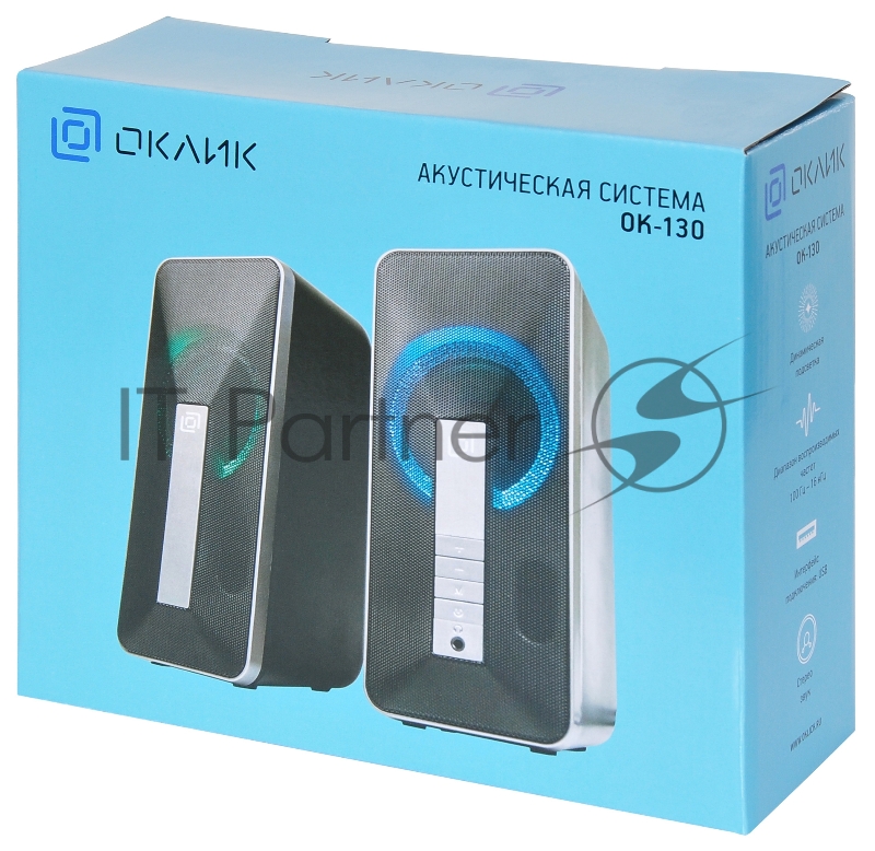 Колонки Оклик OK-130 2.0 черный 20Вт BT портативные