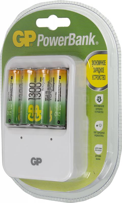 Аккумулятор + зарядное устройство GP PowerBank PB420GS130 AA NiMH 1300mAh (4шт)