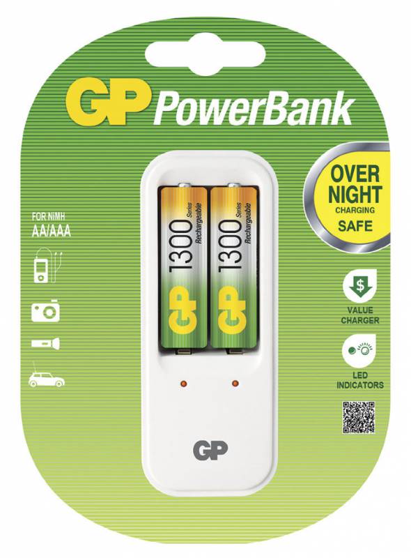 Аккумулятор + зарядное устройство GP PowerBank PB410GS130 AA 1300mAh (2шт)