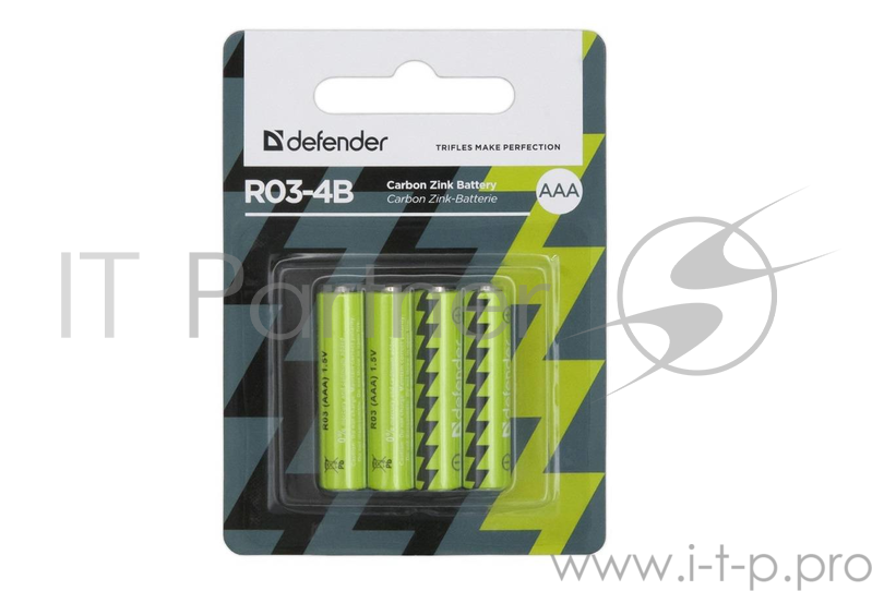 Батарейки Defender (AAA) R03-4B 4 шт 56102