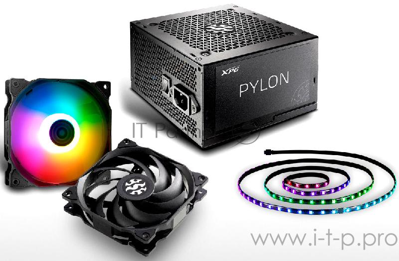 Игровой блок питания чёрный XPG PYLON450B-BLACKCOLOR (450 Вт, PCIe-2шт, ATX v2.31, Active PFC, 120mm Fan, 80 Plus Bronze)
