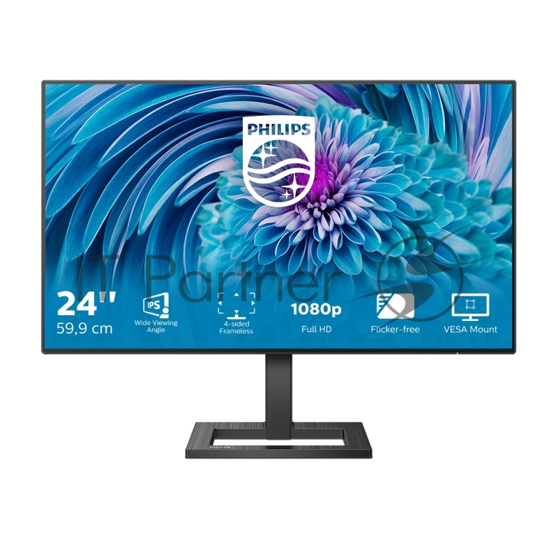 Монитор Philips 23.8 241E2FD черный IPS LED 16:9 DVI HDMI матовая 1000cd 178гр/178гр 1920x1080 D-Sub FHD 3.5кг