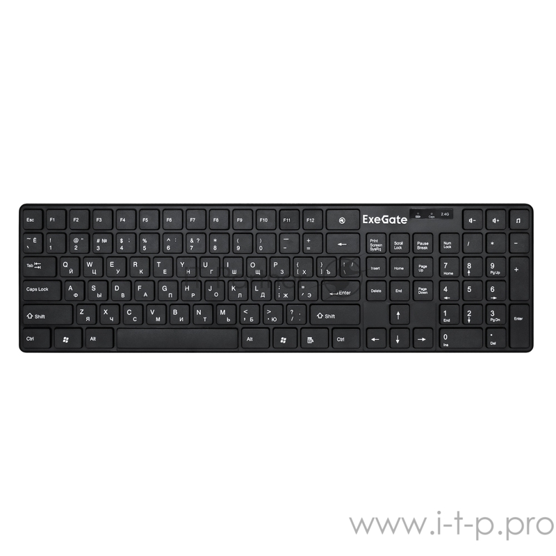 Комплект беспроводной ExeGate EX287402RUS Professional Standard Combo MK330 (клавиатура полноразмерная 104кл. + мышь оптическая 1000dpi, 3 кнопки и колесо прокрутки USB, 2,4 ГГц, радиус действия до 12м, черный)
