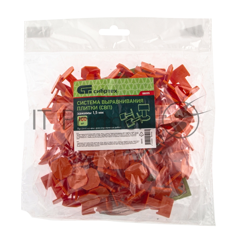 Система СИБРТЕХ выравнивания плитки СВП - зажим 100 шт. пакет ПЭНД// СИБРТЕХ 88055