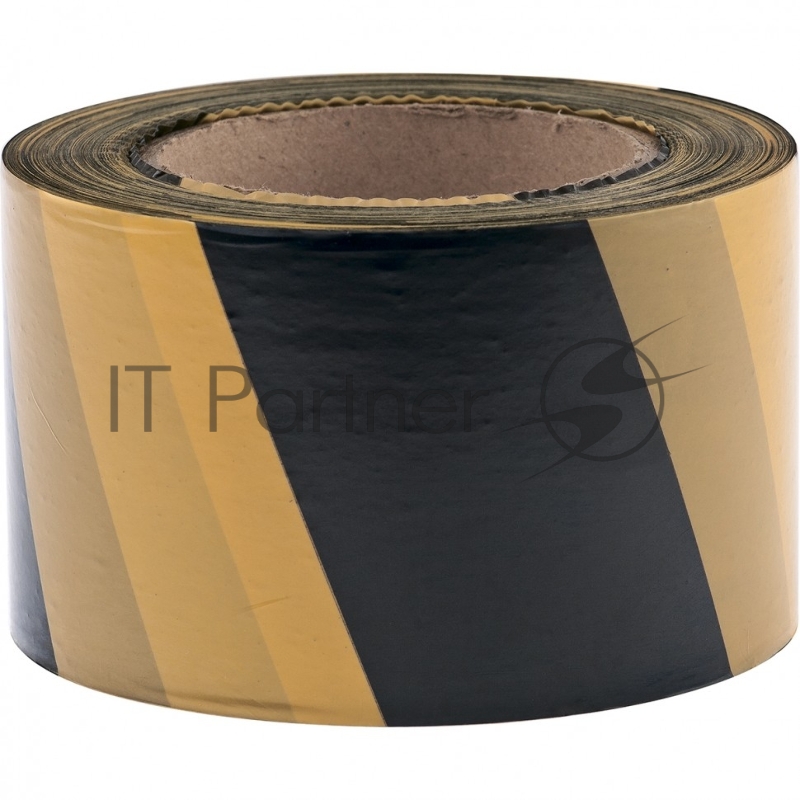 Лента СИБРТЕХ сигнальная, 50 мм х 200 м черно-желтая 89033