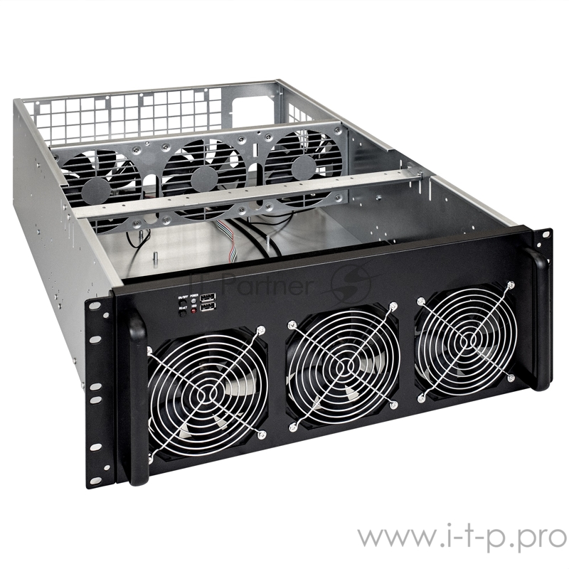Корпус для майнинга ExeGate EX288960RUS Pro 8-650 <без БП, 2*USB, 6*fan 120мм, места под: 8 видеокарт, 1 БП>