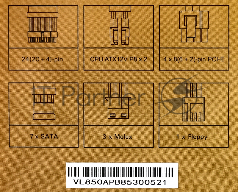 Блок питания Formula ATX 850W MONZA VL-850APB-85 80+ bronze (24+4+4pin) APFC 120mm fan 7xSATA RTL
