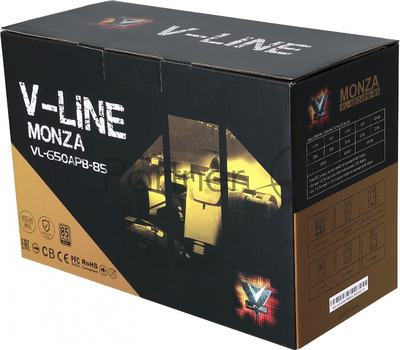 Блок питания Formula ATX 650W MONZA VL-650APB-85 80+ bronze (24+4+4pin) APFC 120mm fan 7xSATA RTL
