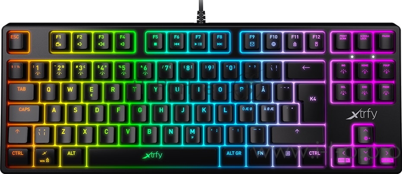 Игровая клавиатура Xtrfy K4 TKL чёрная (Kailh Red switches, USB, RGB подсветка)